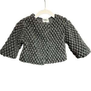 OshKosh Wool Blend Gray Jersey Knit Lined Long Sleeve Bobble Jacket Size 18M